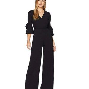 Donna Morgan | Womens Navy V Neck Jumpsuit with Bell Sleeve | size 6